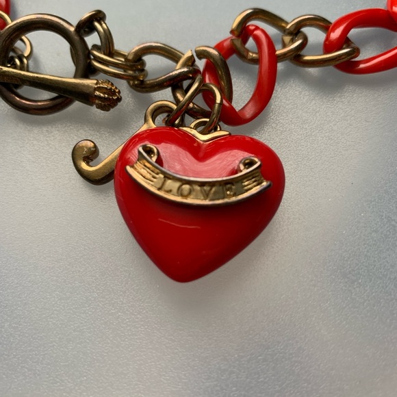 Royal Juicy Couture Logo Heart Gold Tone Chain Link 17.5” Necklace Toggle Rare - Picture 2 of 7